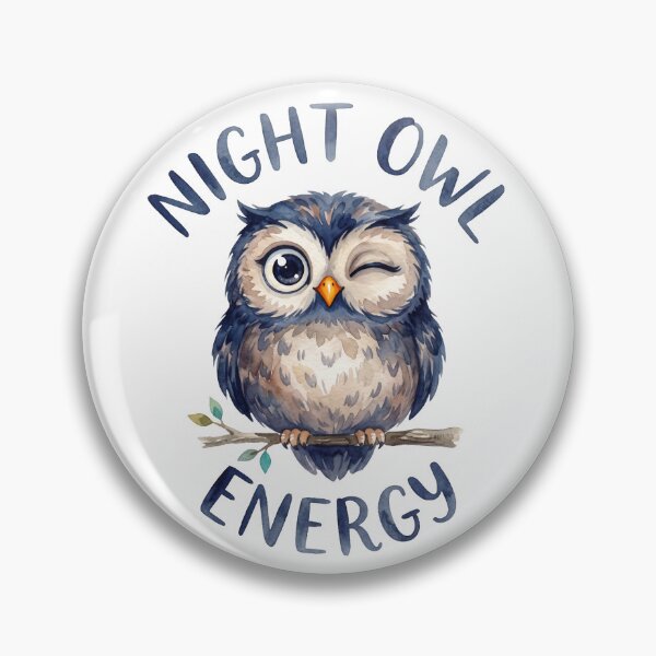Item preview, Night Owl Energy Chubby Owl Watercolor Art designed and sold by Digitalphoto4u.