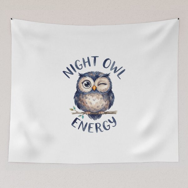 Item preview, Night Owl Energy Chubby Owl Watercolor Art designed and sold by Digitalphoto4u.