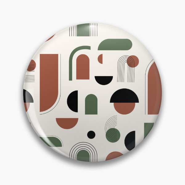 Item preview, Mid Century Modern Abstract Geometric Shapes in Olive Green and Terracotta designed and sold by Specialdesign10.