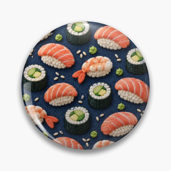 Item preview, Embroidered Sushi Pattern – Cute Japanese Food Textile Art designed and sold by Kaleidoscope Print.