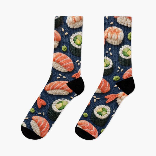 Item preview, Embroidered Sushi Pattern – Cute Japanese Food Textile Art designed and sold by Kaleidoscope Print.