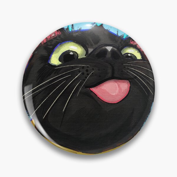 Item preview, Goofy Black Cat with Fish Bandana – Cat Art designed and sold by Tanishq Mundhe.