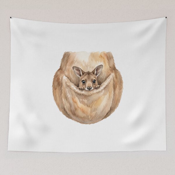 Item preview, Shy Baby Joey Pouch Peeking Watercolor Art designed and sold by Digitalphoto4u.