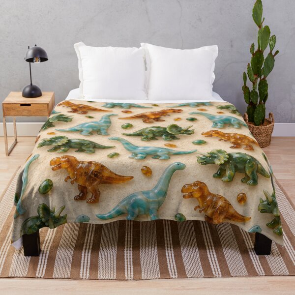Item preview, Gemstone Dinosaur Pattern – Cute Crystal Prehistoric Creatures designed and sold by Kaleidoscope Print.