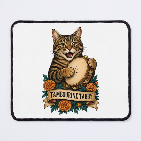 Item preview, Tambourine Tabby Cat Percussion Music designed and sold by Old's Cool Cat Studio.