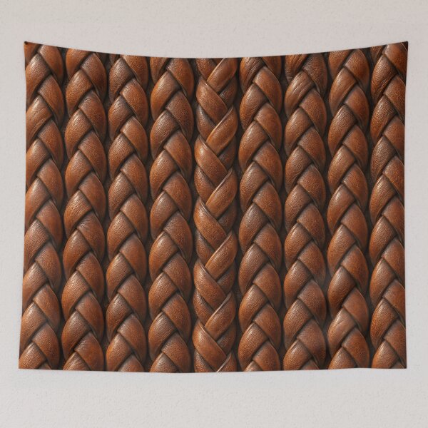 Item preview, Cognac Brown Braided Leather Texture – Luxury Woven Leather Pattern designed and sold by Kaleidoscope Print.
