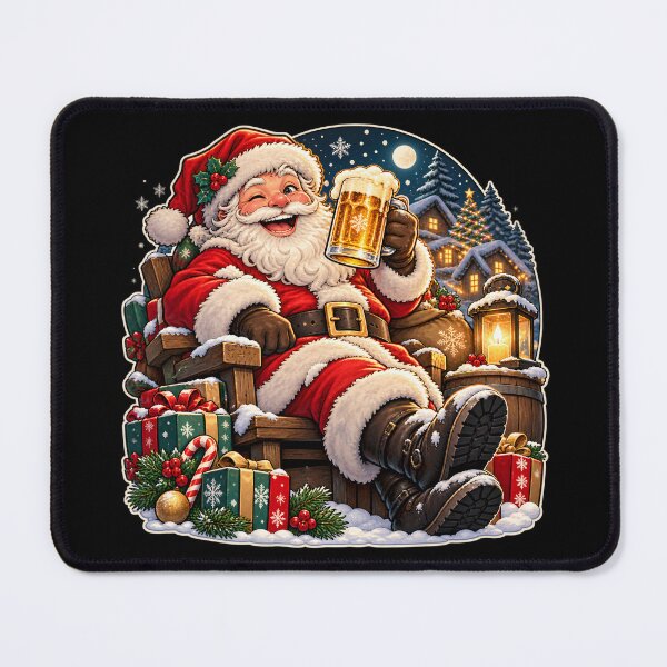 Item preview, Santa After Work Funny Christmas Beer Illustration designed and sold by Playful-Monster.