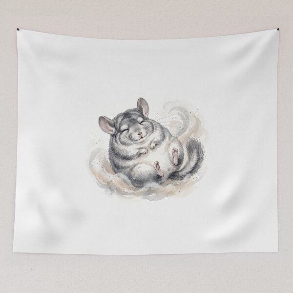 Item preview, Fluffy Chinchilla Dust Bath Watercolor Art designed and sold by Digitalphoto4u.