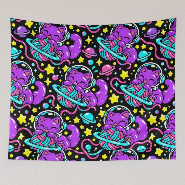 Item preview, Galaxy Yarn Cat Playing With Planet Ball designed and sold by Thai Vibe Studio.