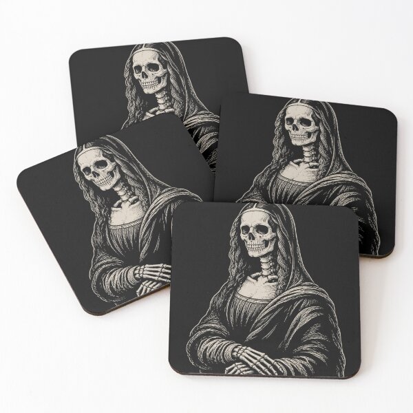 Item preview, "The Macabre Muse in Black" - Dark Gothic Skeleton Mona Lisa Parody designed and sold by cabuks.