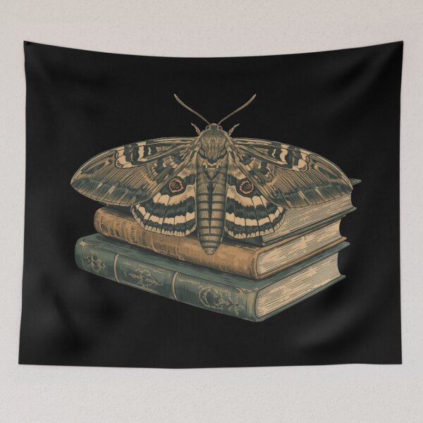 Item preview, Premium Vintage Moth on Antique Books | Dark Academia Botanical Art designed and sold by KarimXart.