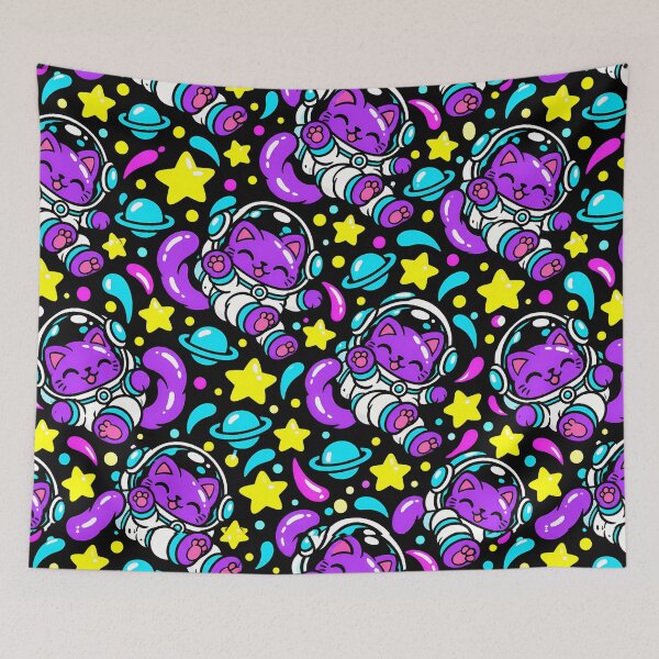 Item preview, Floating Astronaut Cat Cute Neon Space Art designed and sold by Thai Vibe Studio.