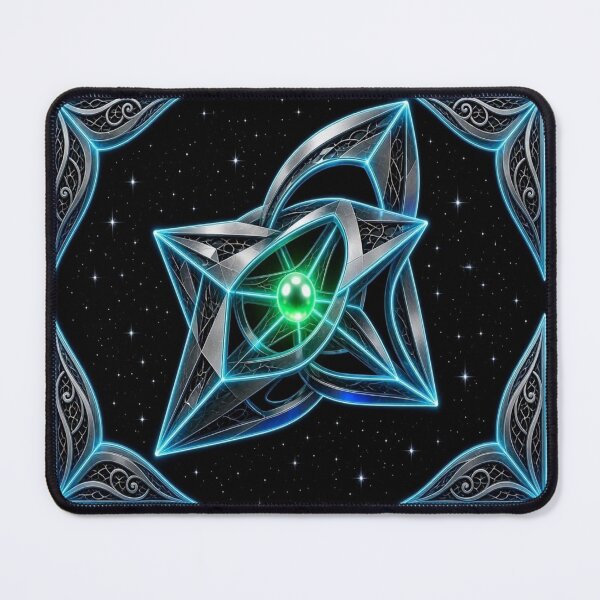 Item preview, Futuristic Celestial Emblem Neon Blue Star Device designed and sold by Breezes-of-Ida.