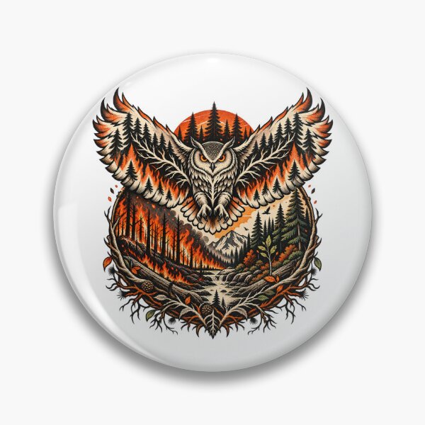 Item preview, Guardian Owl Wildfire Forest Graphic designed and sold by dapiyupi.