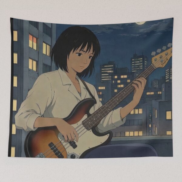 Item preview, Midnight Grooves – Retro Anime City Pop Bassist designed and sold by Douglystuff.