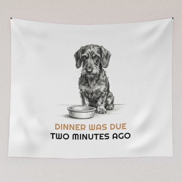 Item preview, Wirehaired Dachshund 5PM Dinner Stare — Pencil Sketch designed and sold by bluesquidink.