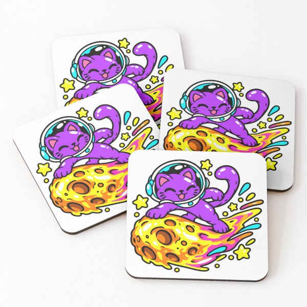 Item preview, Sleepy Cosmic Cat Resting on Neon Saturn designed and sold by Thai Vibe Studio.