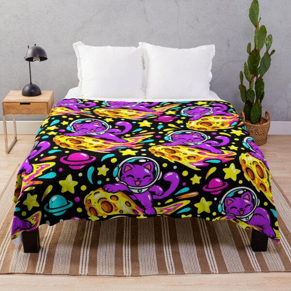 Item preview, Sleepy Cosmic Cat Resting on Neon Saturn designed and sold by Thai Vibe Studio.