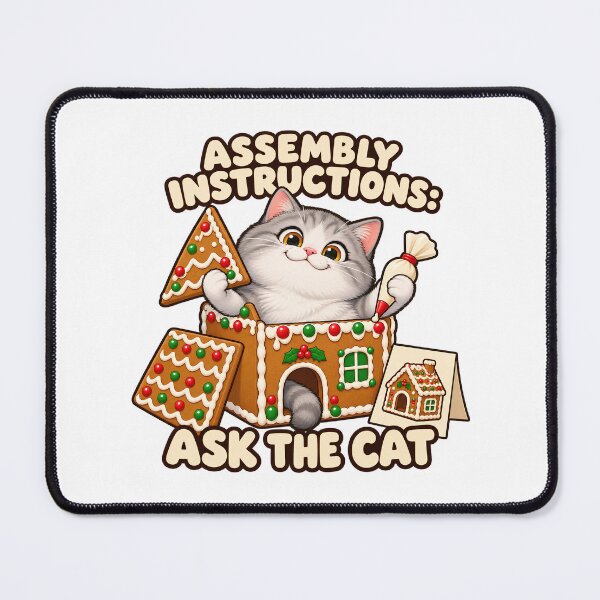 Item preview, Assembly Instructions Ask The Cat Funny Gingerbread House Christmas designed and sold by UvooArt.