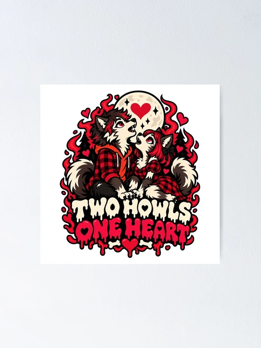 Thumbnail 1 of 3, Poster, Two Howls one Heart designed and sold by JamesSpring.