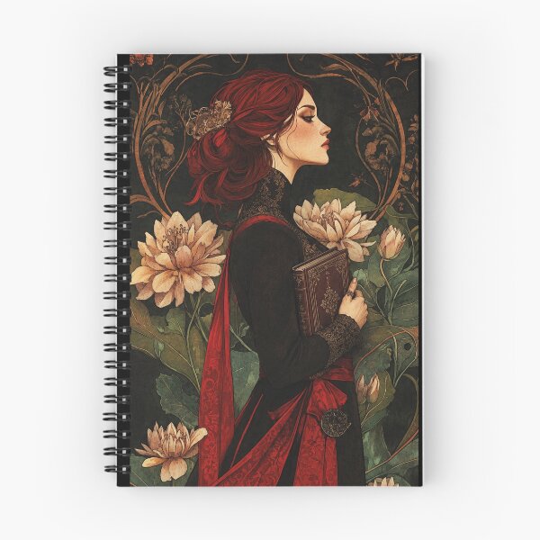 Item preview, Gothic Bookish Woman with Red Flowers – Dark Academia designed and sold by · GAMING SOUL ·.