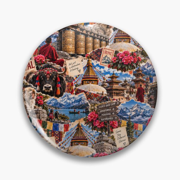 Artikelvorschau, Nepal-Reisecollage – Himalaya-Tempel & Abenteuer entworfen und verkauft von MetaModel Editions.