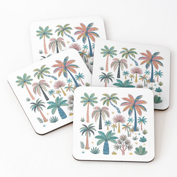 Item preview, Retro Tropical Palm Trees Pattern Colorful Coastal Summer Botanical designed and sold by raedattia.