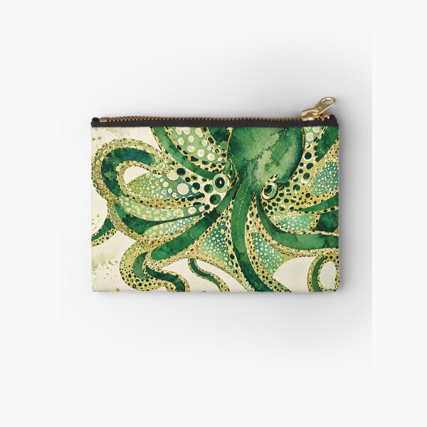 Item preview, Green Octopus Watercolor Art – Botanical Ocean Creature Pattern designed and sold by LexaArtworks.
