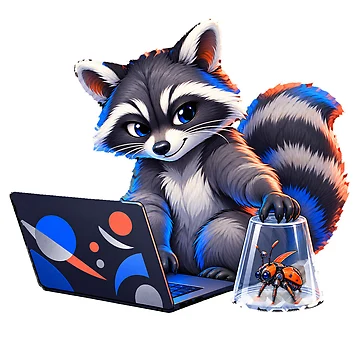 Artwork thumbnail, Coding Raccoon Debugger | Animal Sticker | Gift for programmers by YNAMREG