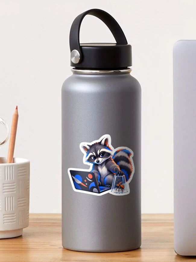 Thumbnail 1 of 3, Sticker, Coding Raccoon Debugger | Animal Sticker | Gift for programmers designed and sold by YNAMREG.
