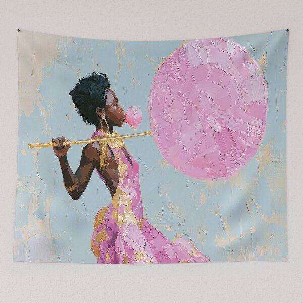 Item preview, Elegant Pink Impasto Woman with Parasol designed and sold by colorful-white.