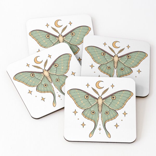 Item preview, Vintage Moth with Crescent Moon – Gothic Botanical Art designed and sold by kstheladesigns.
