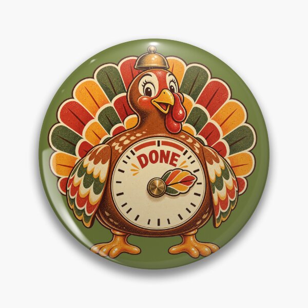 Item preview, Retro Turkey Kitchen Timer Done Thanksgiving Vintage Cooking Humor Design designed and sold by MagicMakerPh.