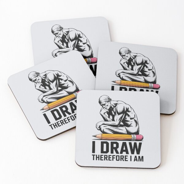 Item preview, I Draw, Therefore I Am – Philosophical Artist and Drawing Quote designed and sold by Jollys-ArtShop.