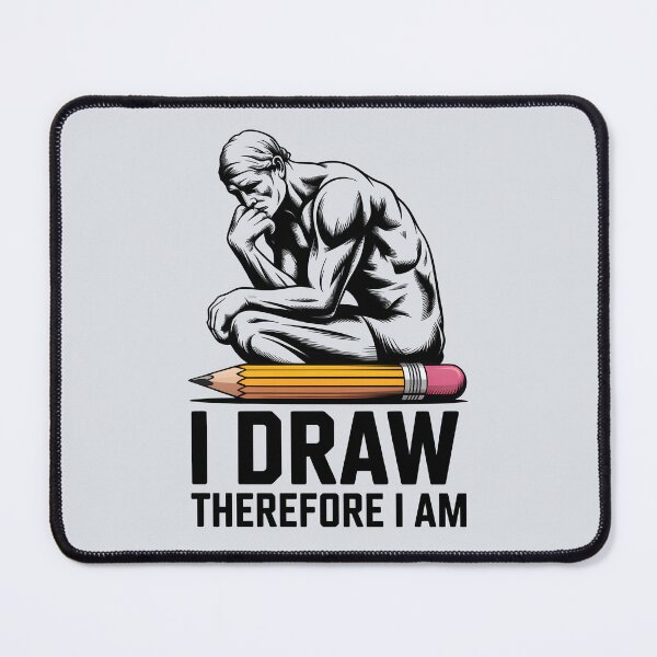 Item preview, I Draw, Therefore I Am – Philosophical Artist and Drawing Quote designed and sold by Jollys-ArtShop.