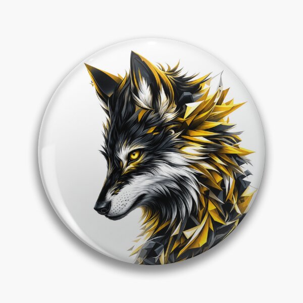 Item preview, Geometric Wolf Head – Black and Gold Shattered Wolf Art designed and sold by RON-FASHION.