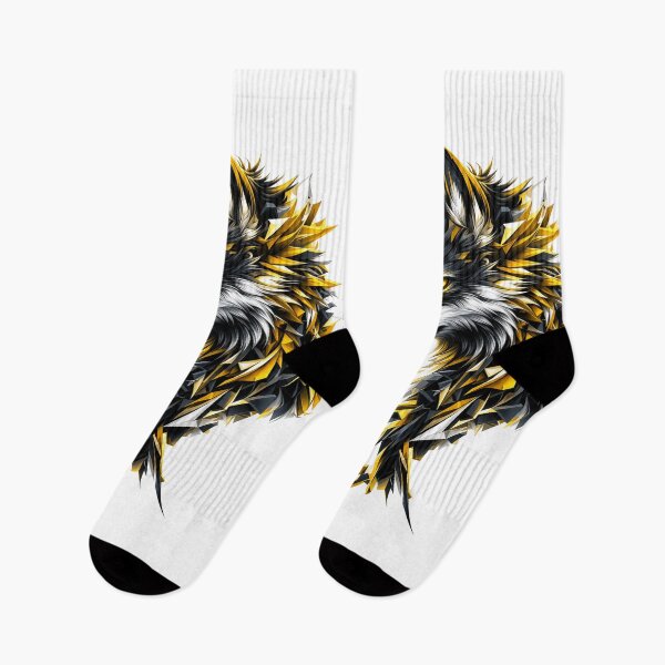 Item preview, Cabeza de lobo geométrica – Arte de lobo roto en negro y dorado designed and sold by RON-FASHION.