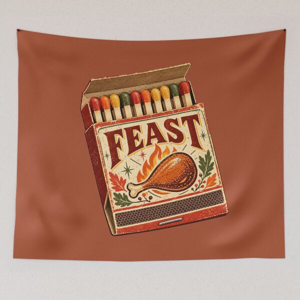 Item preview, Vintage Matchbook Thanksgiving Feast Retro Turkey Drumstick Flame Design designed and sold by MagicMakerPh.