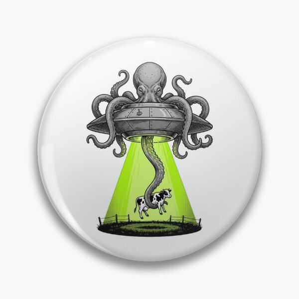 Item preview, Alien Octopus UFO Cow Abduction Vintage Sci-Fi Retro Flying Saucer designed and sold by raedattia.