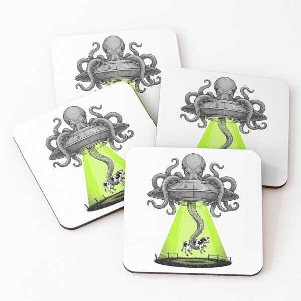 Item preview, Alien Octopus UFO Cow Abduction Vintage Sci-Fi Retro Flying Saucer designed and sold by raedattia.