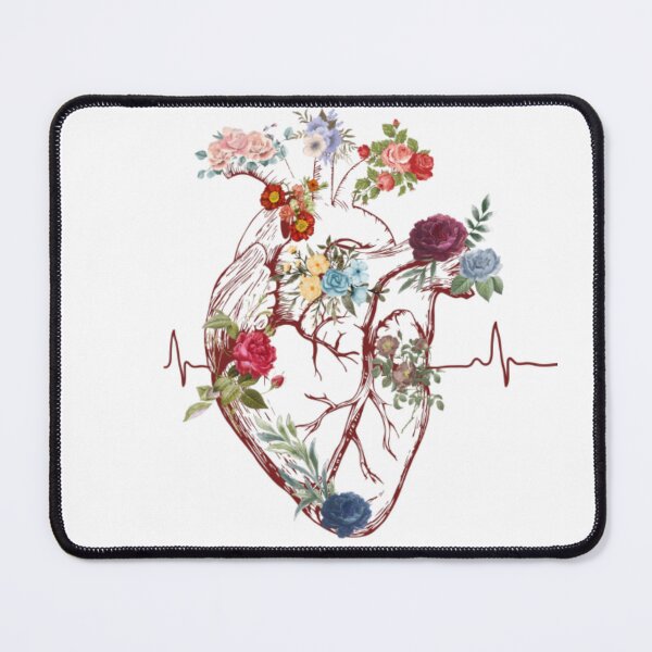Item preview, Botanical Anatomical Heart with Flowers and Heartbeat Line designed and sold by Specialdesign10.