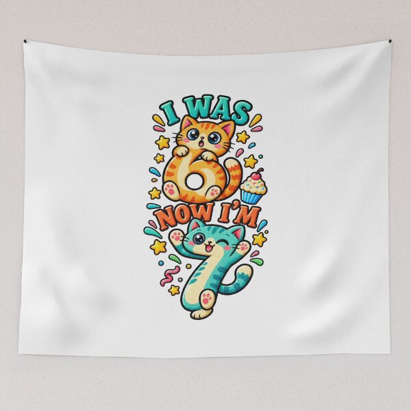 Item preview, I Was 6 Now I'm 7 Funny Six Seven Cat Birthday Meme designed and sold by ArtDesignTp.