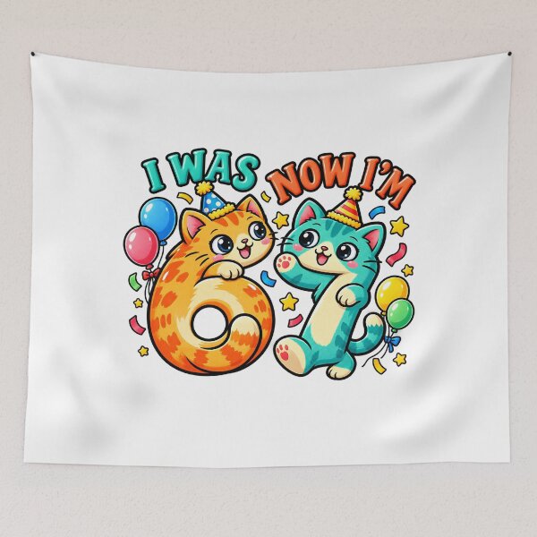 Item preview, I Was 6 Now I'm 7 Funny 67 Meme Cat Mama Birthday designed and sold by ArtDesignTp.