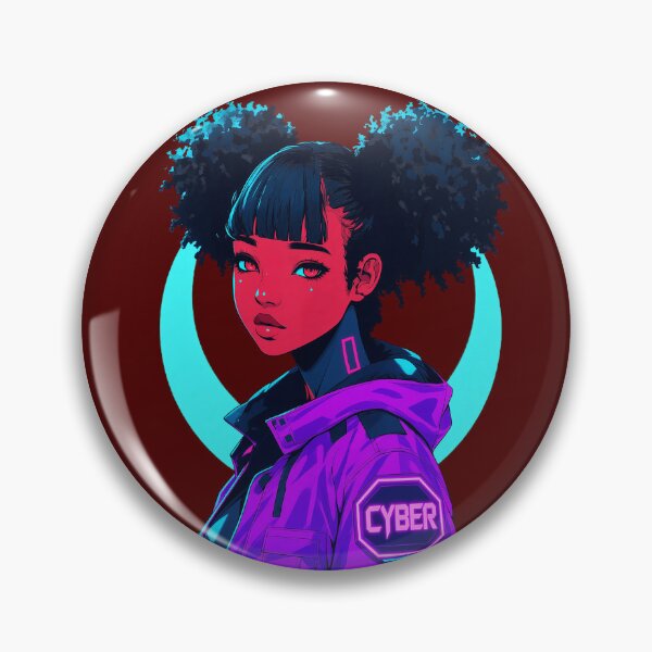 Item preview, Afro Cyberpunk Girl Synthwave Portrait designed and sold by claudiawag.
