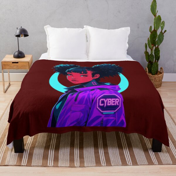 Item preview, Afro Cyberpunk Girl Synthwave Portrait designed and sold by claudiawag.