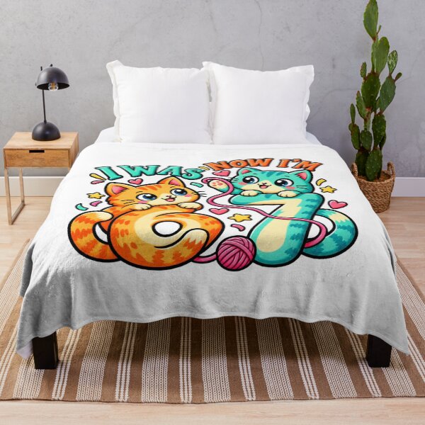 Item preview, I Was 6 Now I'm 7 Six Seven Cat Mama Birthday Humor designed and sold by ArtDesignTp.