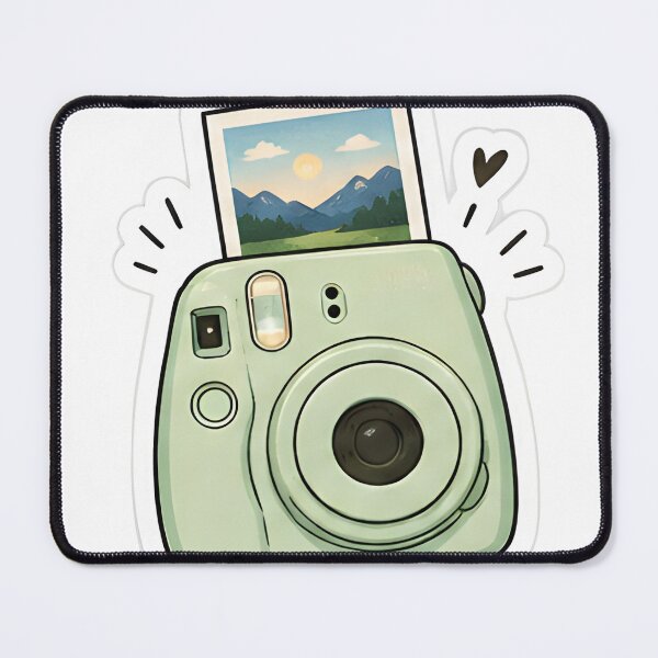 Item preview, Cute Mint Green Instant Camera Illustration - Aesthetic Polaroid Mountain Photo Sticker designed and sold by Sharif Islam.