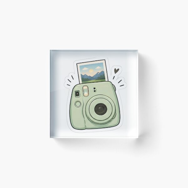Item preview, Cute Mint Green Instant Camera Illustration - Aesthetic Polaroid Mountain Photo Sticker designed and sold by Sharif Islam.