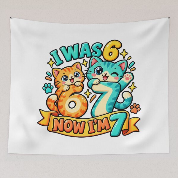 Item preview, I Was 6 Now I'm 7 Funny Six Seven Birthday Cat Mama Meme designed and sold by ArtDesignTp.