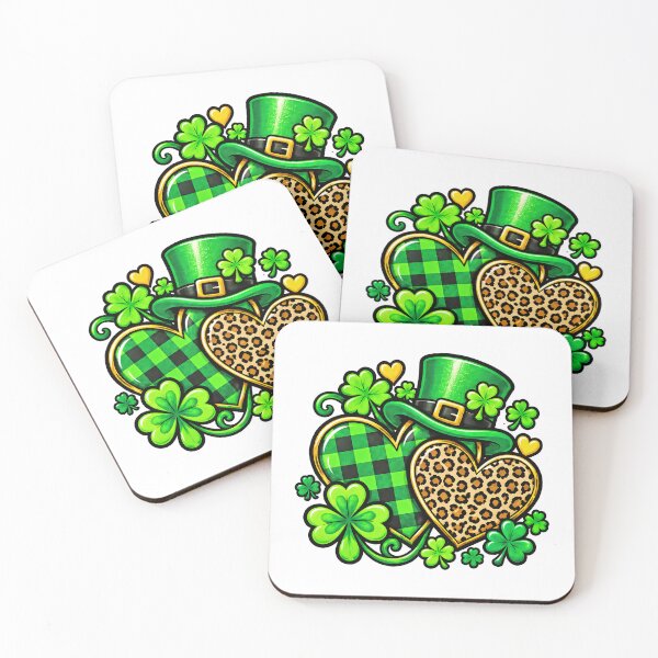 Item preview, St Patrick's Day Hearts Lucky Clover Animal Print Art designed and sold by ArtDesignTp.